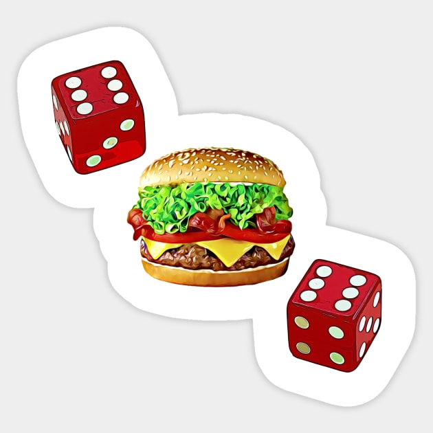 Funny Cheeseburger and Pair of Dice Song Spoof Sticker by BubbleMench